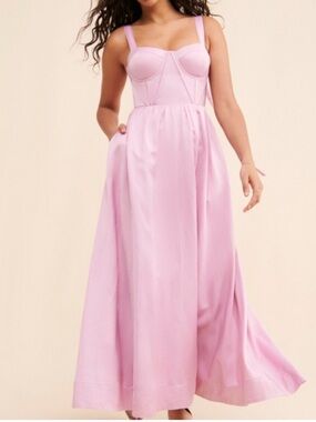Aureta. Lilac Pink Showstopper Midi Cocktail Wedding Guest Dress Size M